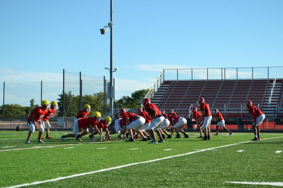 Grants football team practice on October 13th for their game against lakes on October 15th- Captured by Dakota Cleaver