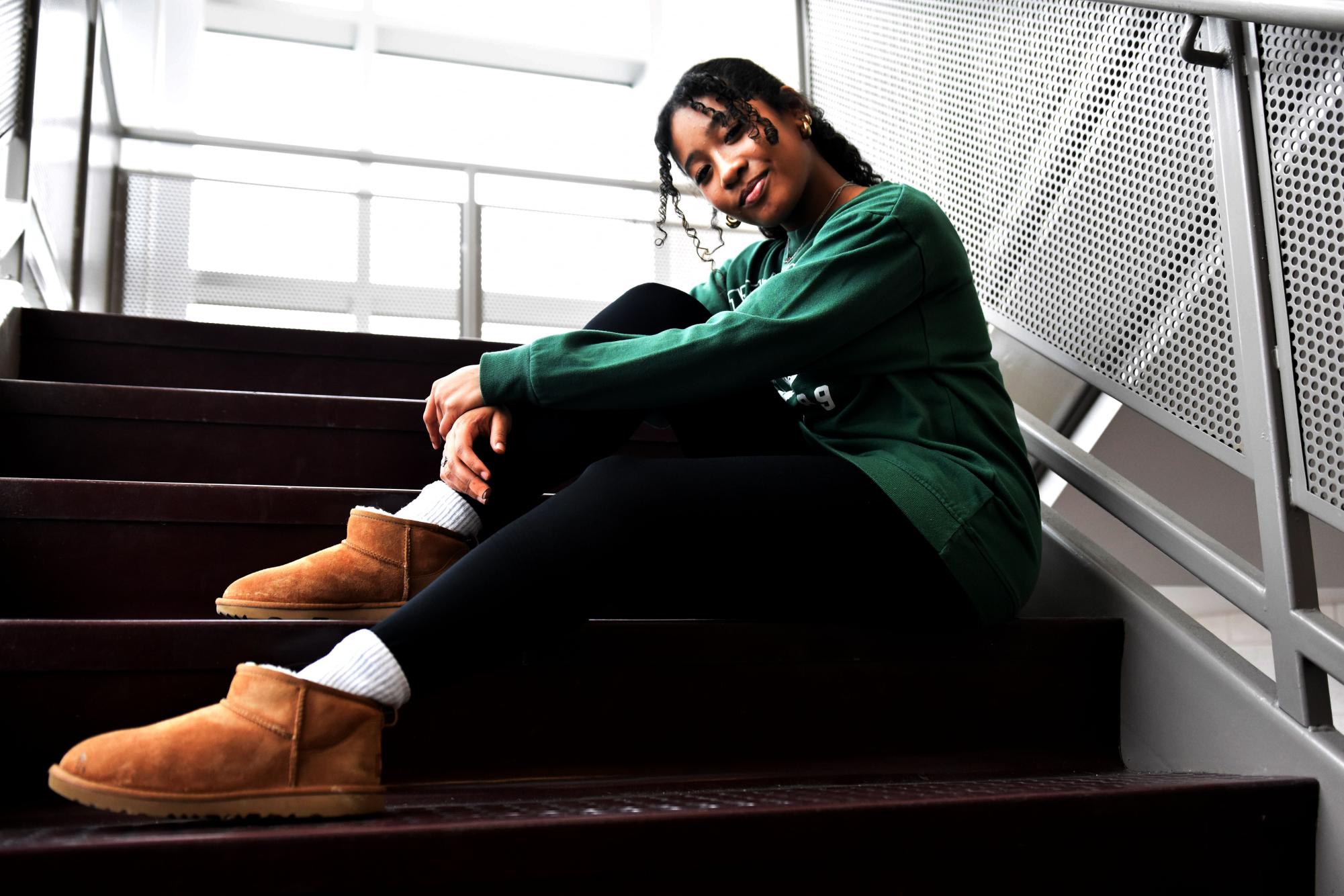 Ugg Representation: Sophomore Jiada Jefferson shows off her new Ultra Mini Uggs.